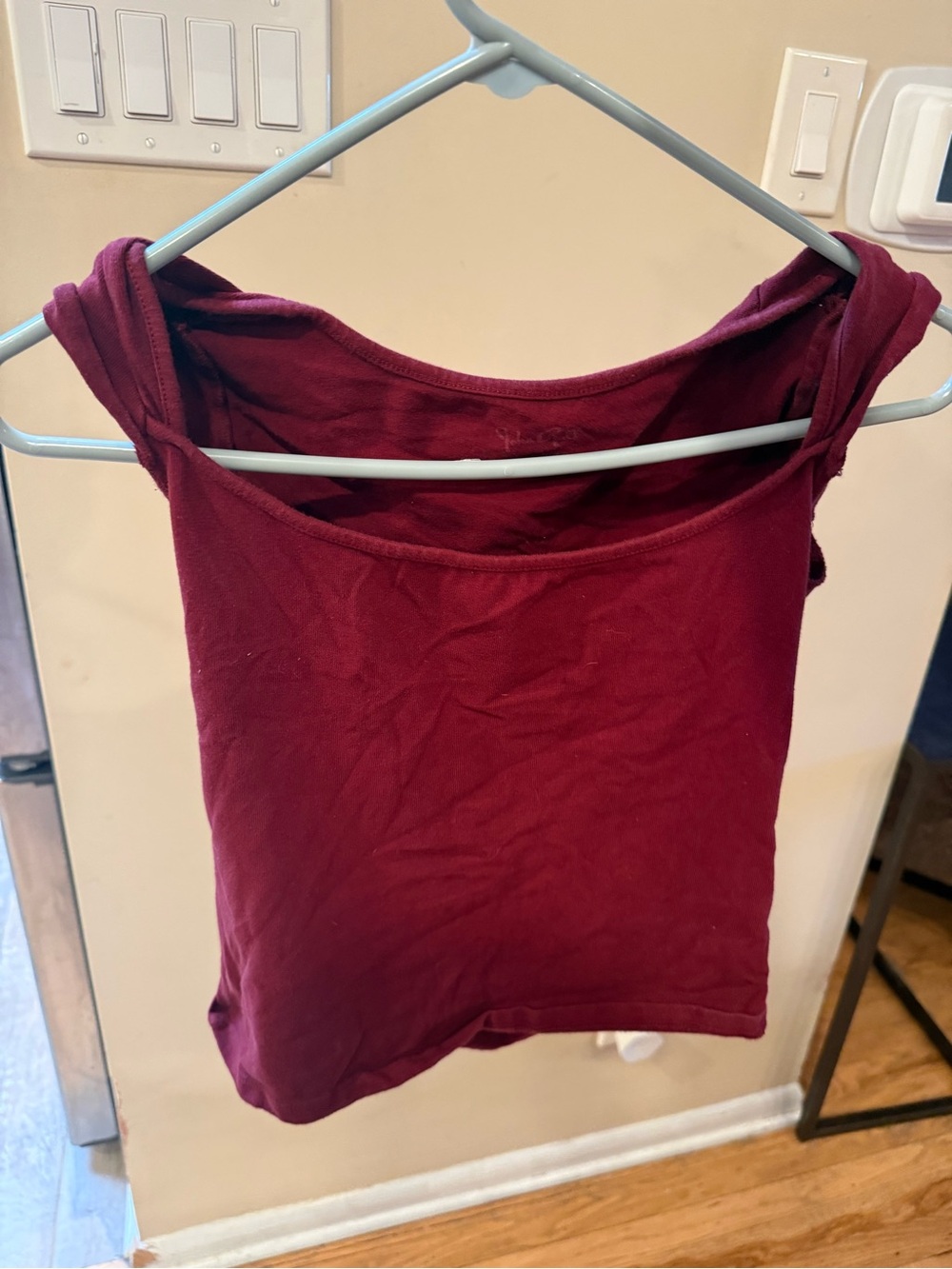 Brandy Melville John Galt Burgundy Off-the-Shoulder Crop Top | One Size